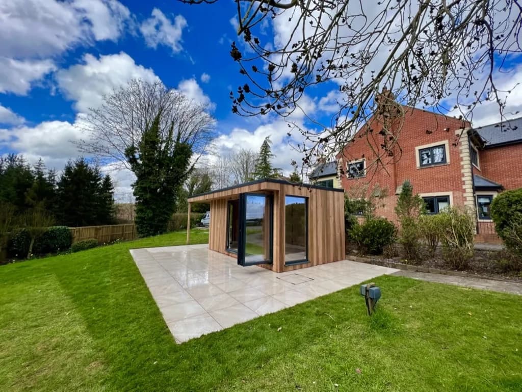 Pergola covered patio area